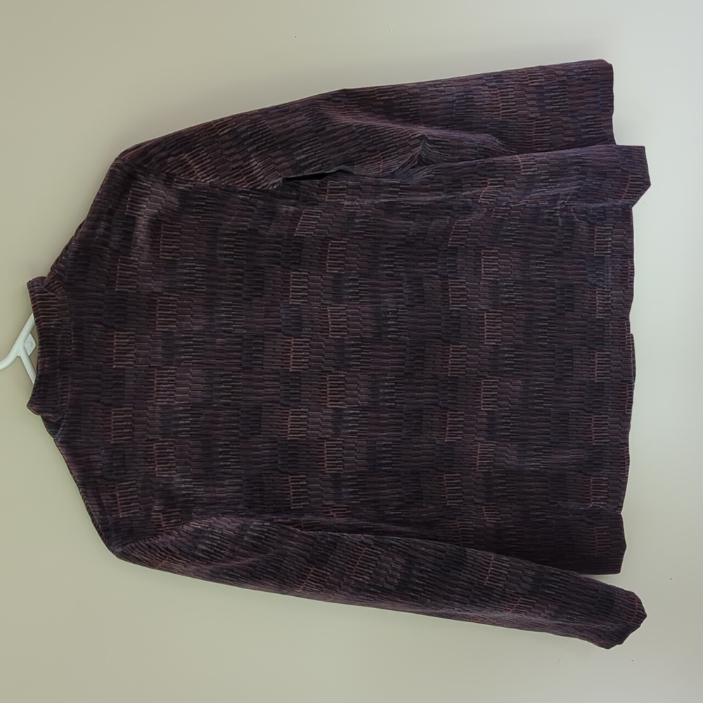 Velvet Soft Button Up Pattern Lined Jacket L Brow… - image 8